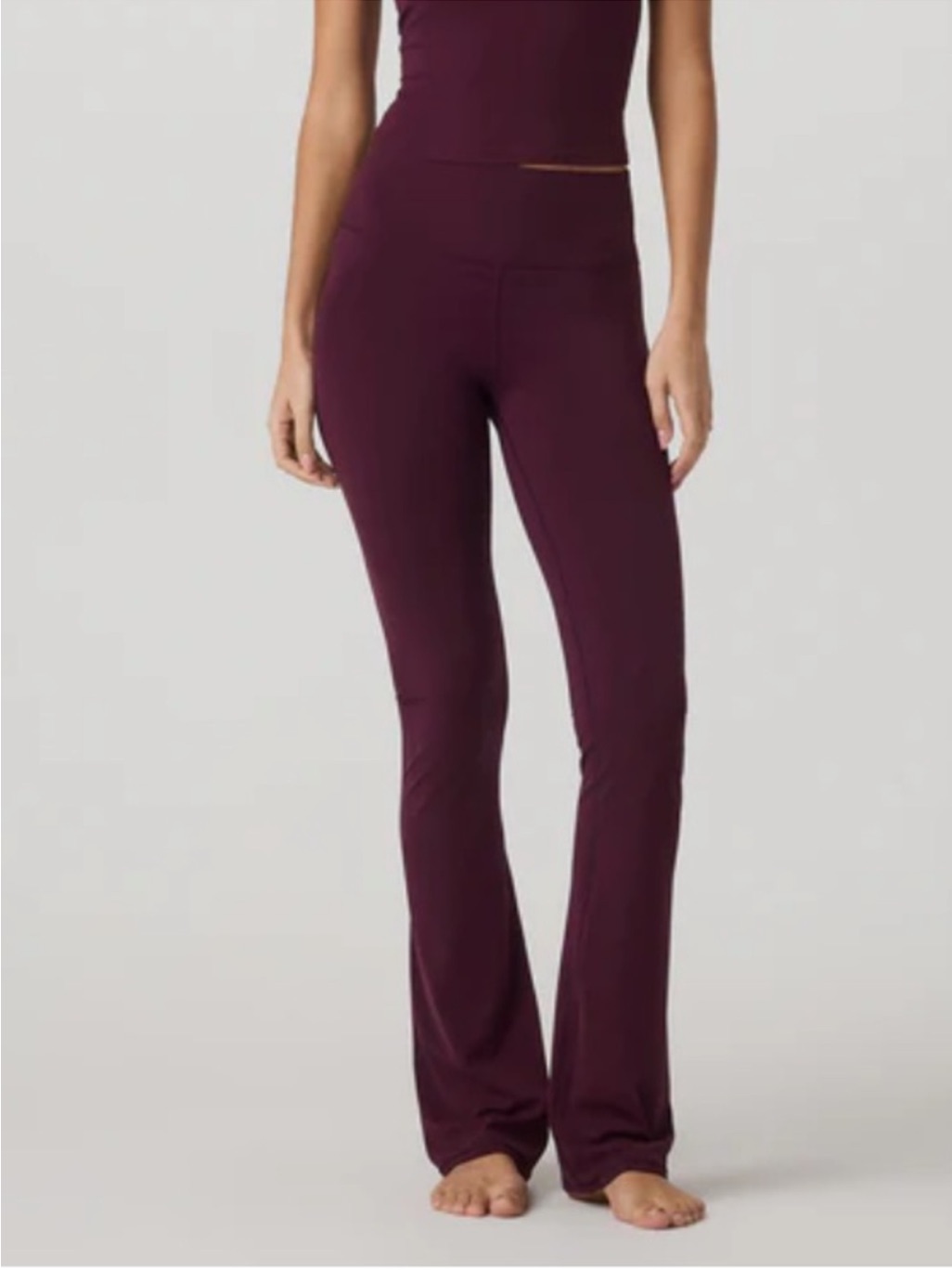 Vuori All The Feels Slim Flare Pants In Cerise Burgundy